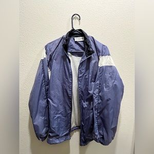 Blue and White Collar Athletic Windbreaker Wilson